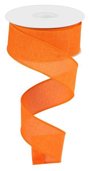 10 Yards - 1.5” Wired Orange Linen Ribbon