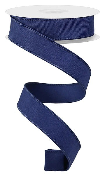 Wired Solid Navy Blue Ribbon- 7/8”x10 Yards