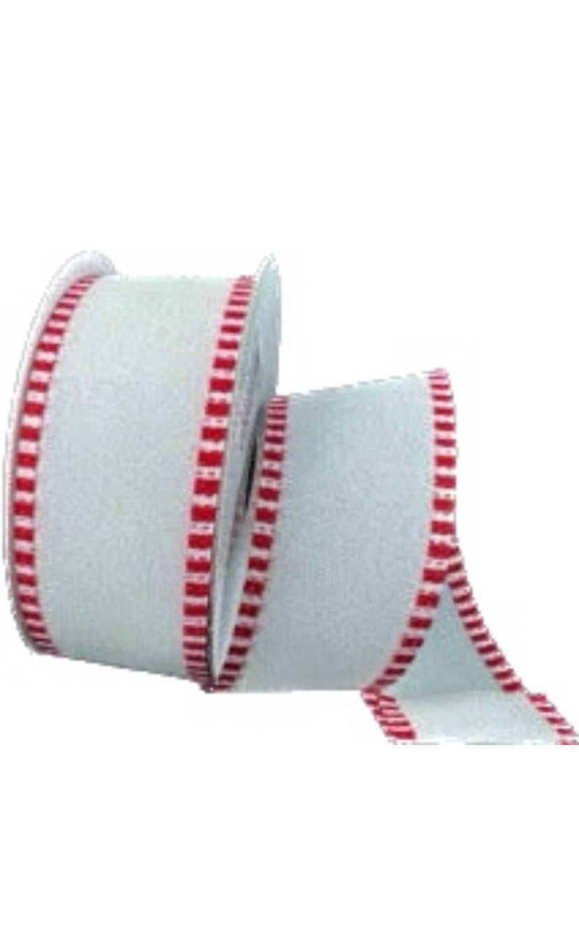 Wired All Flat White Glitter Dash Edge Ribbon- 1.5”x10 Yards