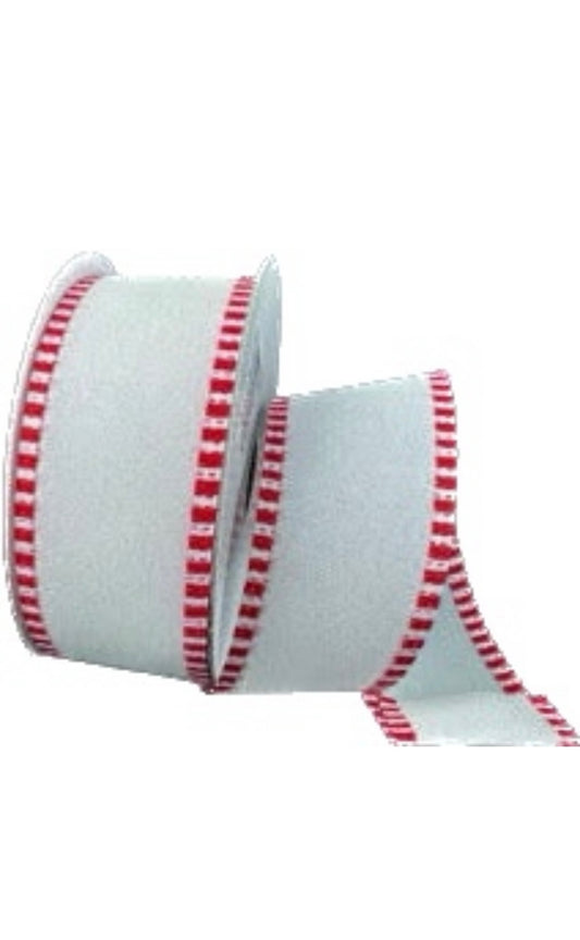 Wired All Flat White Glitter Dash Edge Ribbon- 1.5”x10 Yards