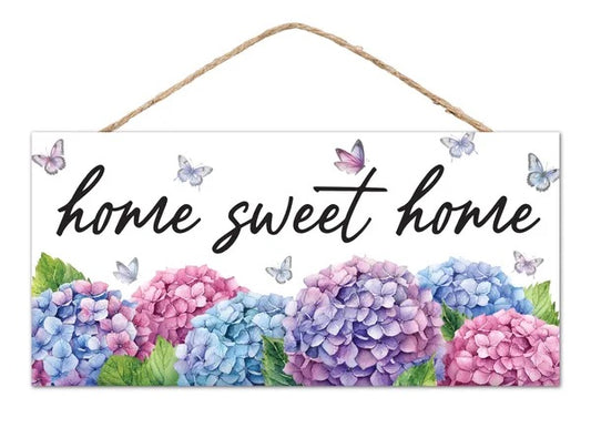 12.5”x6” Home Sweet Home Hydrangeas Wreath Sign