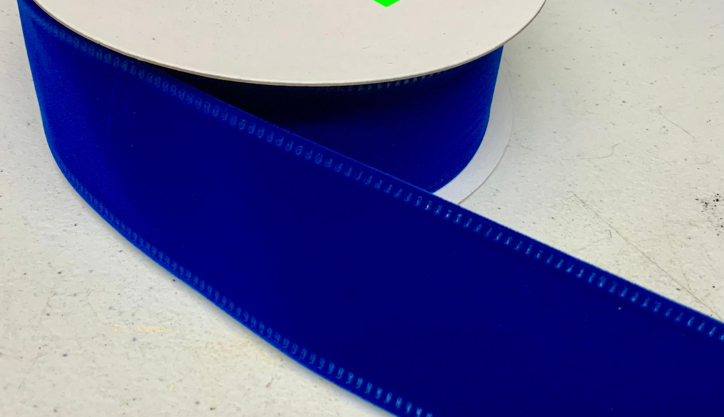 Wired Royal Blue Velvet Ribbon-1.5”x10 Yards