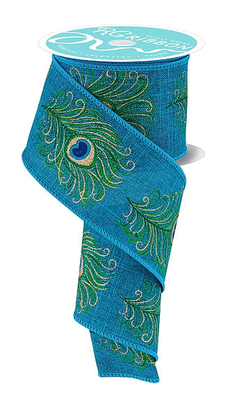 Wired Peacock Ribbon- 2.5”x10 Yards