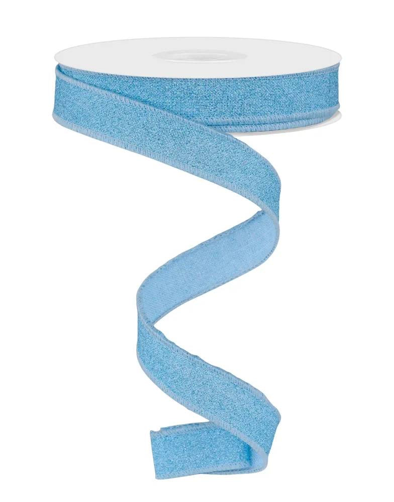10 Yards - 5/8” Wired Light Blue Glitter Ribbon