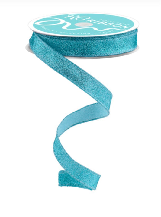 Wired Ice Blue Shimmer Glitter Ribbon- 5/8”x 10 Yards