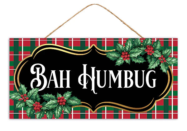 12”x6” Bah Humbug Wreath Sign
