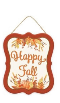 5”x4” Metal Tin Happy Fall Wreath Sign