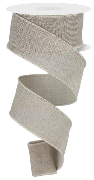 Wired Light Natural Faux Linen Ribbon- 1.5”x10 Yards