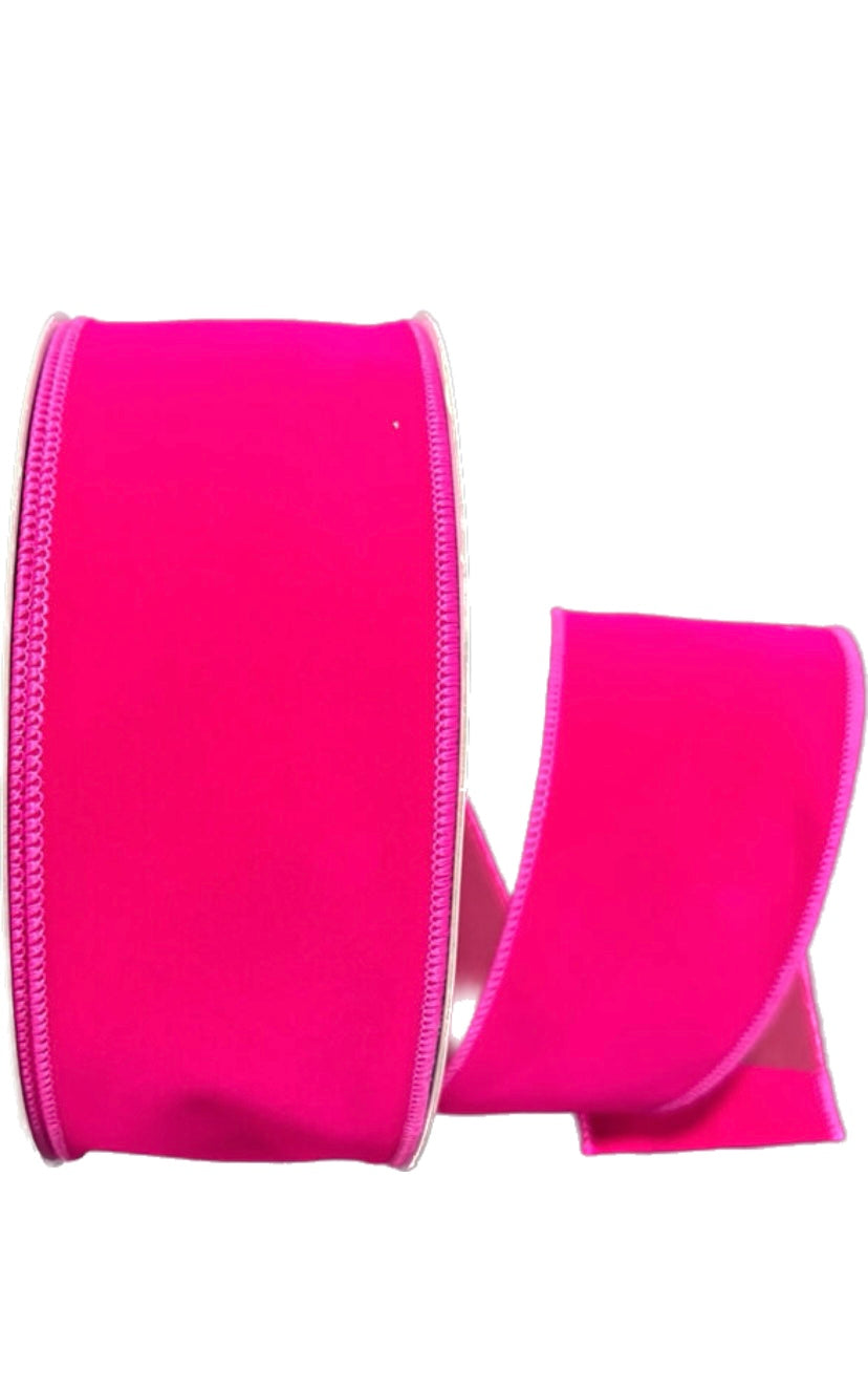 Wired Fuchsia Velvet Ribbon- 2.5”x50 Yards