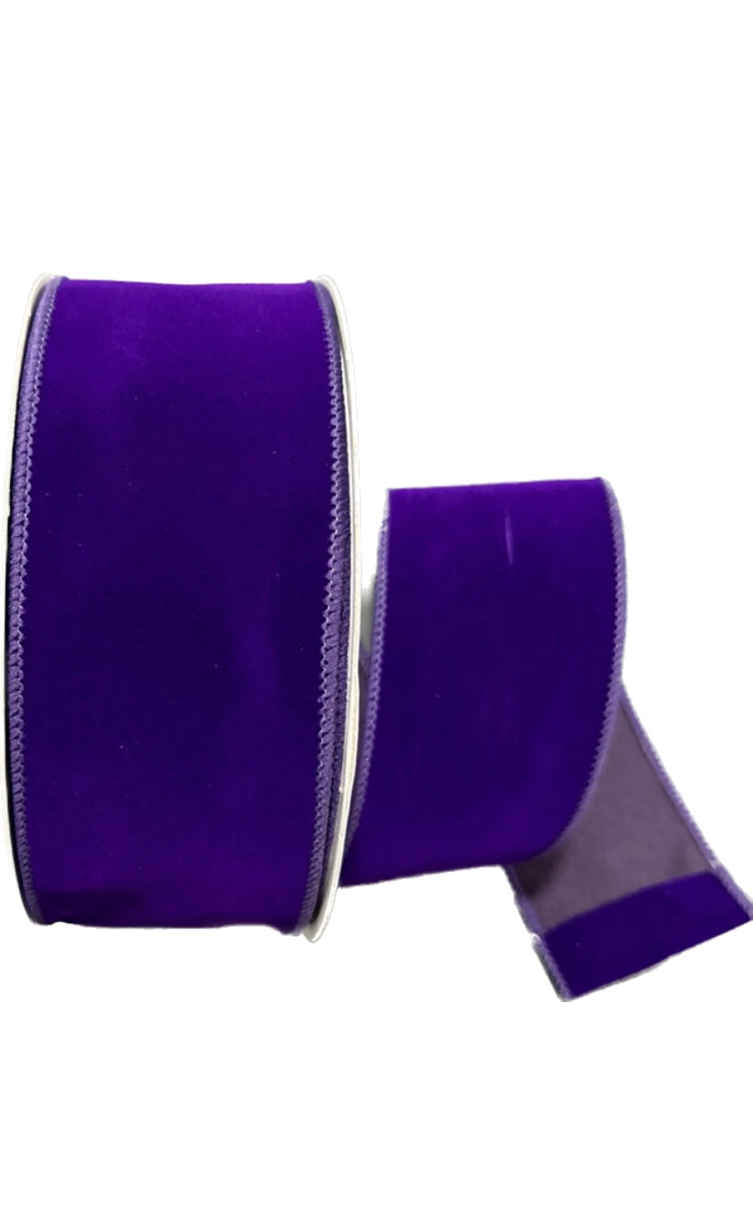 Wired Purple Velvet Ribbon- 2.5”x50 Yards