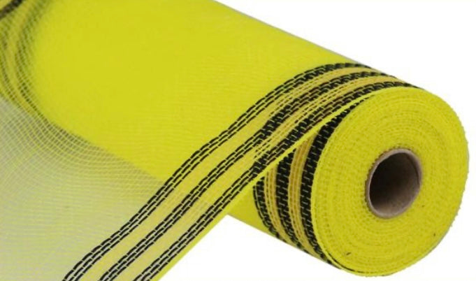 10.5” x 10 Yards Yellow with Black Border Stripe Mesh