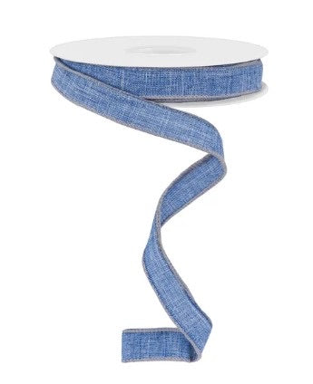 Wired Denim Blue Royal Burlap Ribbon- 5/8”x10 Yards