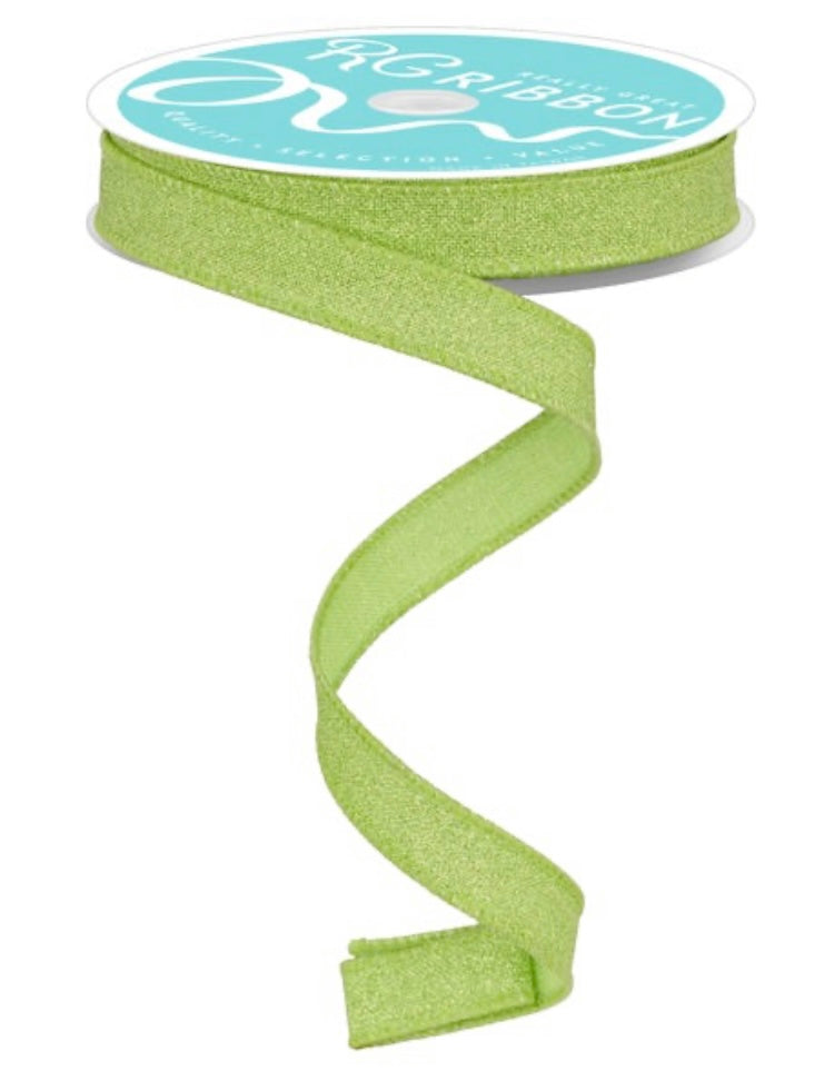 Wired Bright Green Fine Glitter on Royal Ribbon-5/8”x10 Yards
