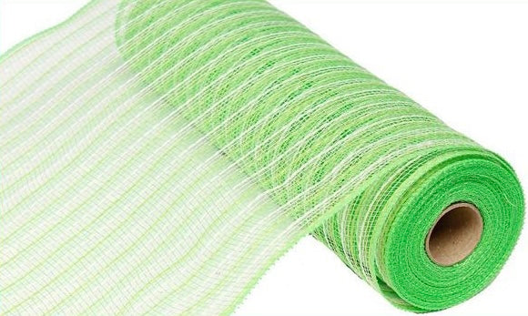 10.5 inch x 10 Yards Fresh Green and Cream Jute Poly Mesh