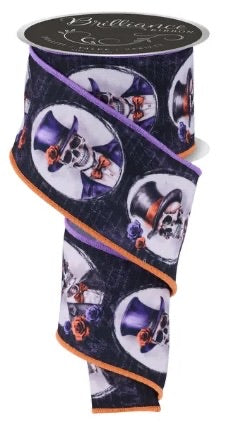 Wired Skeleton Ribbon- 2.5”x10 Yards