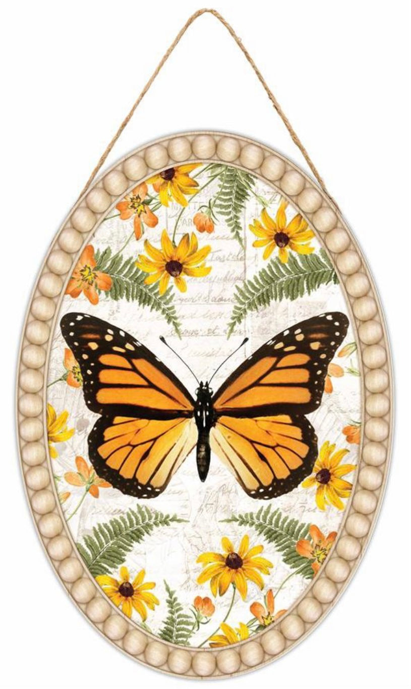 13 Inch Oval Monarch Butterfly MDF Wreath Sign