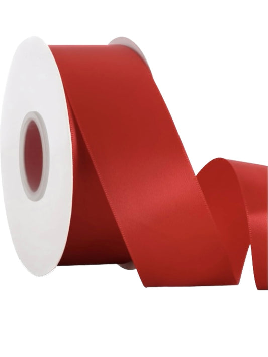 Wired Red Ribbed Satin Ribbon- 2.5”x50 Yards