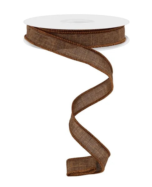 Wired Brown Royal Burlap Ribbon- 5/8”x10 Yards