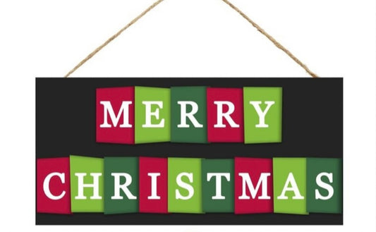 12.5”x6” Merry Christmas Block Wreath Sign