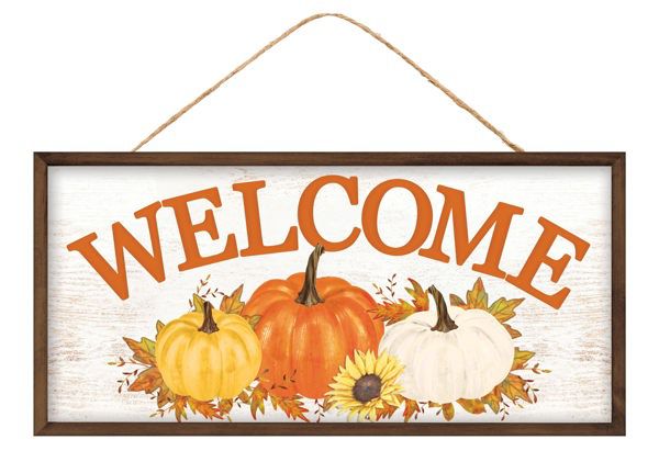 12.5”x6” Fall Welcome Pumpkin Wreath Sign