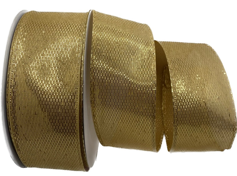 50 Yards - 2.5” Gold Stairstep Woven Metallic Ribbon