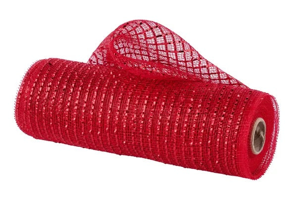 Red with Red Wide Foil Mesh- 10 inch x 10 Yards