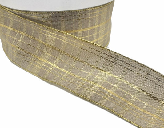 50 Yards - 2.5” Wired Gold Glitter Accent Christmas Ribbon