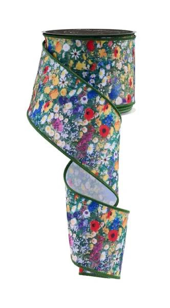 Wired Wild Flower Fields Ribbon- 2.5”x10 Yards