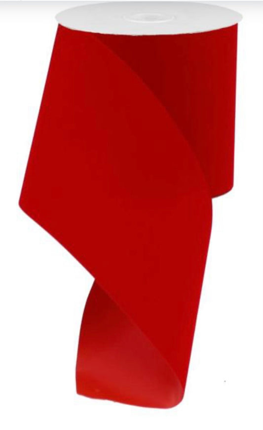 Wired Red Outdoor Velvet Ribbon-4”x10 Yards