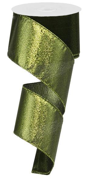 10 Yard - 2.5” Wired Lime Green Metallic Ribbon