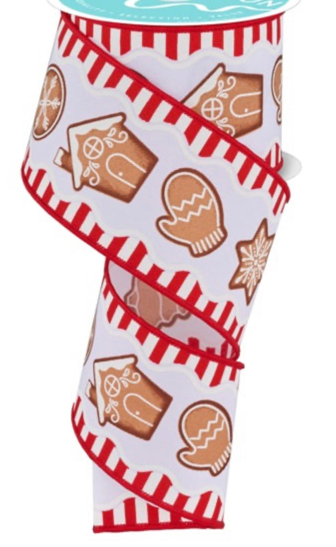 10 Yards - 2.5" Wired Gingerbread Cookie Ribbon