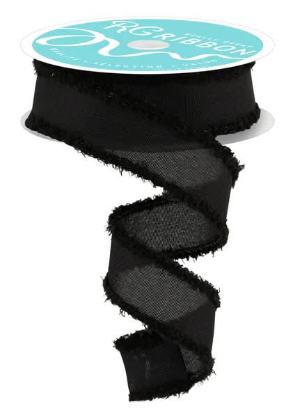 Wired Black Faux Royal Burlap Drift Ribbon- 1.5” x10 Yards