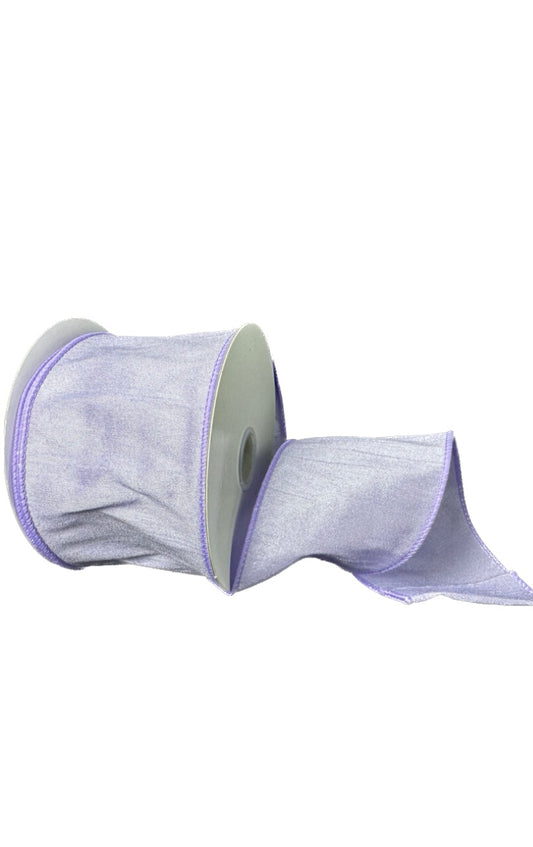 10 Yards - 2.5” Wired Lavender Faux Dupioni Ribbon