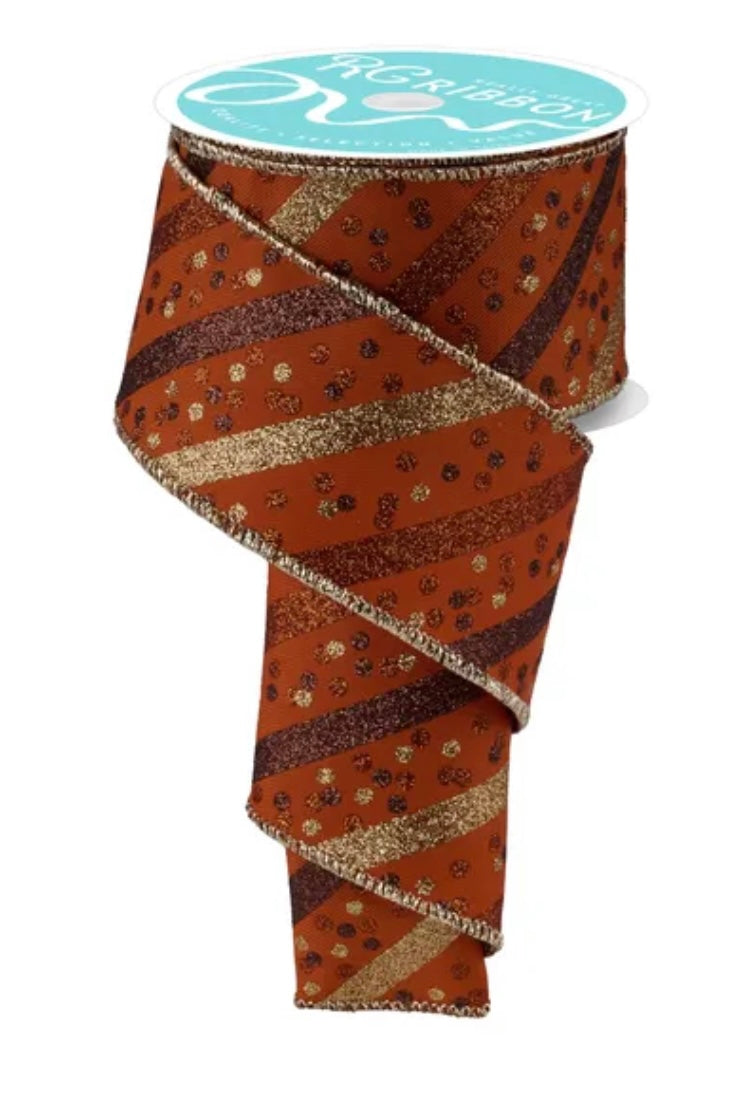 Wired Fall Glitter Dot Confetti Ribbon-2.5”x10 Yards – foxwreathsupplies