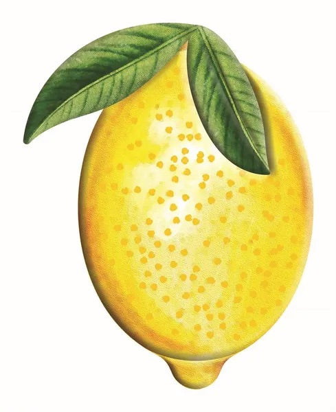 Round Metal Embossed Watercolor Lemon Wreath Sign- 12”x9.5”