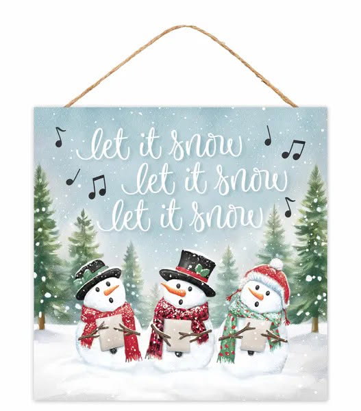 10” Square Let It Snow Wreath Sign