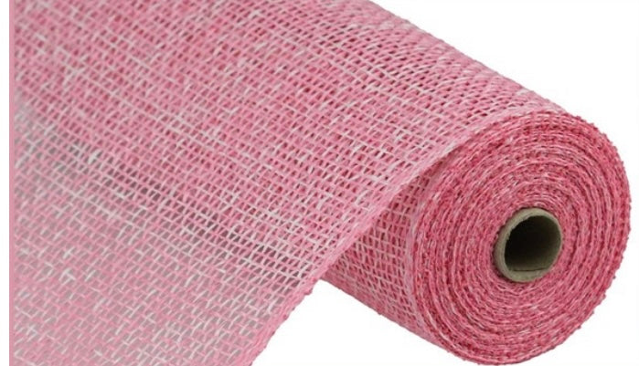 10 inch x 10 Yards Pink and White Two-Tone Poly Burlap Mesh