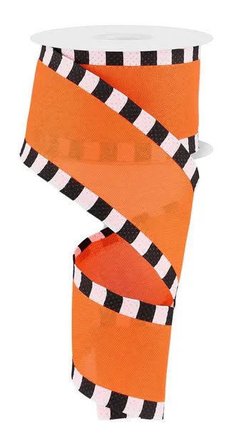 Wired Orange Faux Royal Burlap Stripe Edge Ribbon- 2.5”x10 Yards