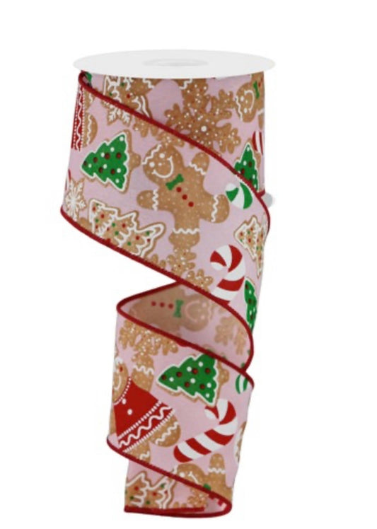 10 Yards - 2.5" Wired Gingerbread Candy Ribbon