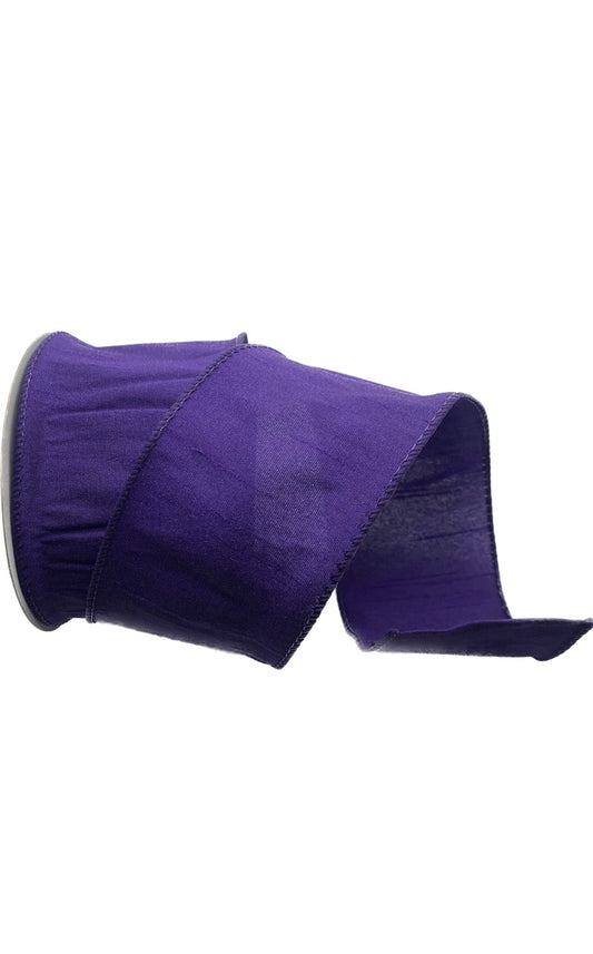Wired Purple Faux Dupioni Ribbon- 2.5”x10 Yards