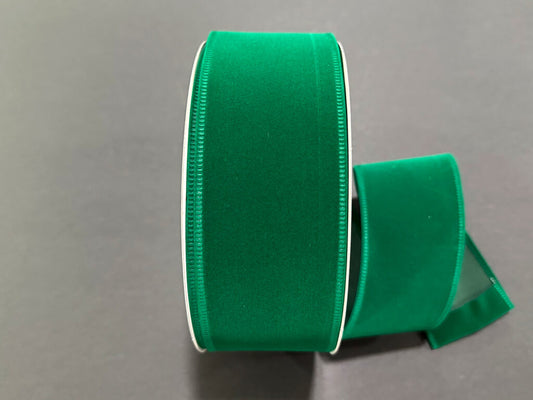 Wired Emerald Velvet Ribbon- 2.5”x50 Yards