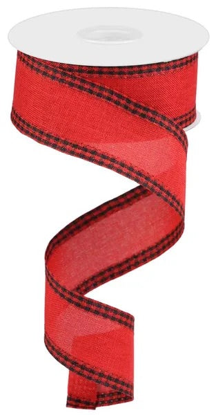 Wired Red with Black and Red Check Edge- 1.5”x10 Yards