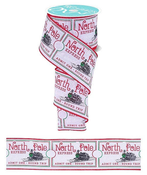 Wired North Pole Train Ticket Ribbon-2.5”x 10 Yards