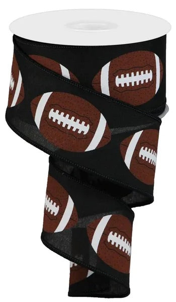 Wired Black Background Football Ribbon-2.5”x10 Yards