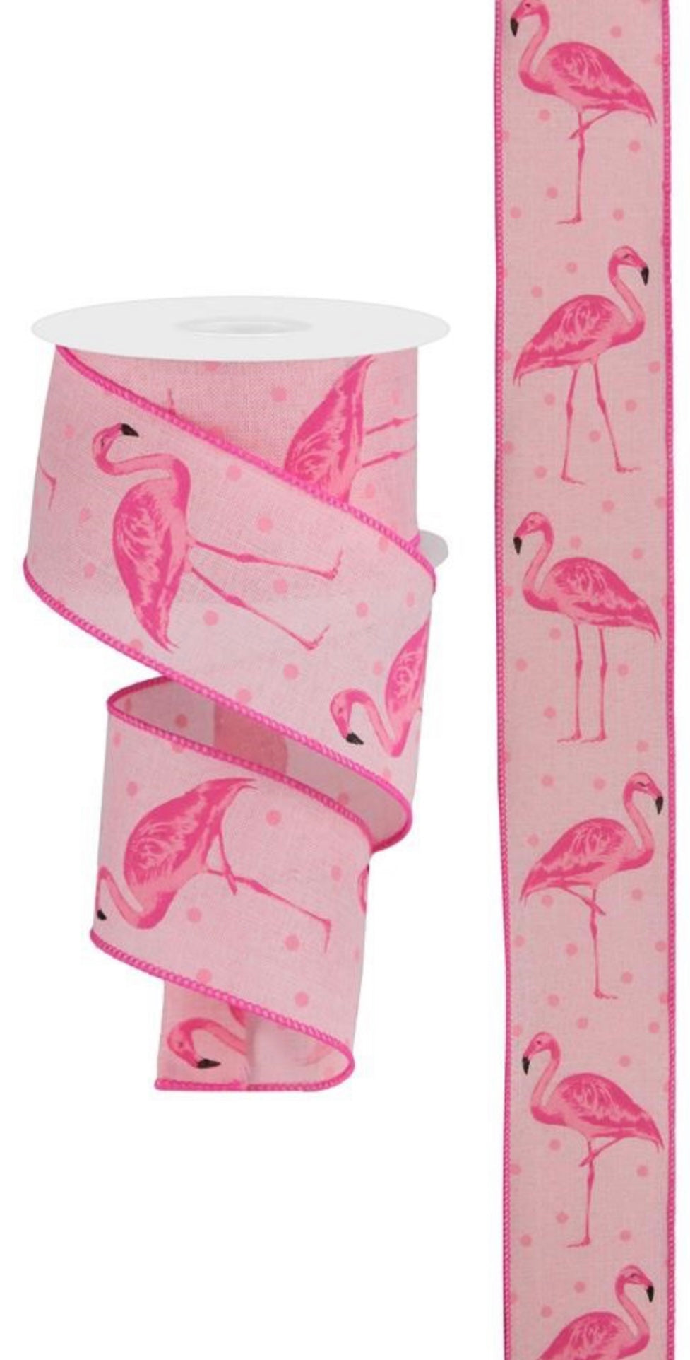 10 Yards - 2.5” Wired Pink Flamingo Ribbon