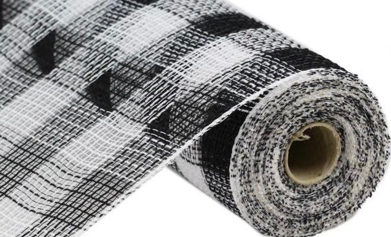 10.5” x 10 Yards White and Black Check Fabric Mesh