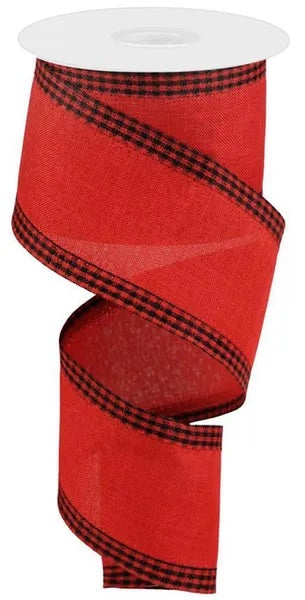 Wired Red with Black and Red Check Edge- 2.5”x10 Yards