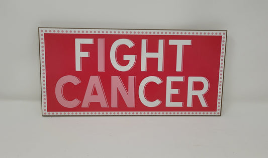 12.5”x6” Fight Cancer Breast Cancer Wreath Sign