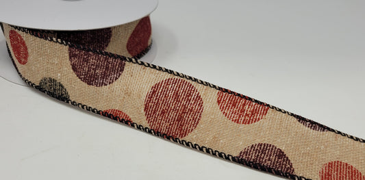 10 Yards - 1.5” Wired Fall Polka Dot Ribbon