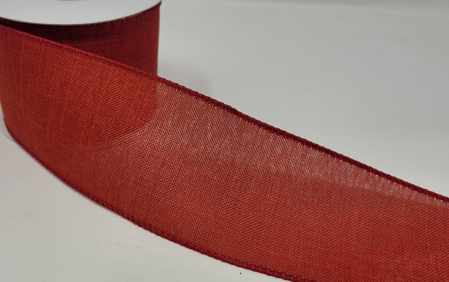 10 Yards - 2.5" Wired Red Linen Ribbon